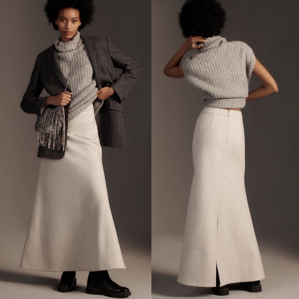 Mare Mare Anthropologie XS Cozy Slim Puddle Maxi Skirt Grey